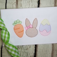 Carrot, Easter Bunny, Egg for Girl Sketch Embroidery Design